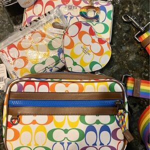 NWT! Coach 4 piece discontinued Rainbow pride Graham tote set